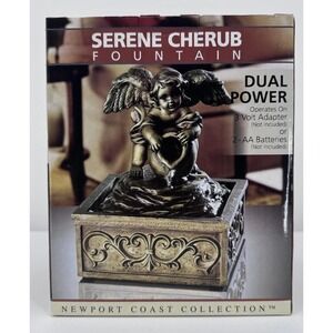 Newport Coast Collection Serene Cherub Tabletop Fountain Gold Dual Power Indoor